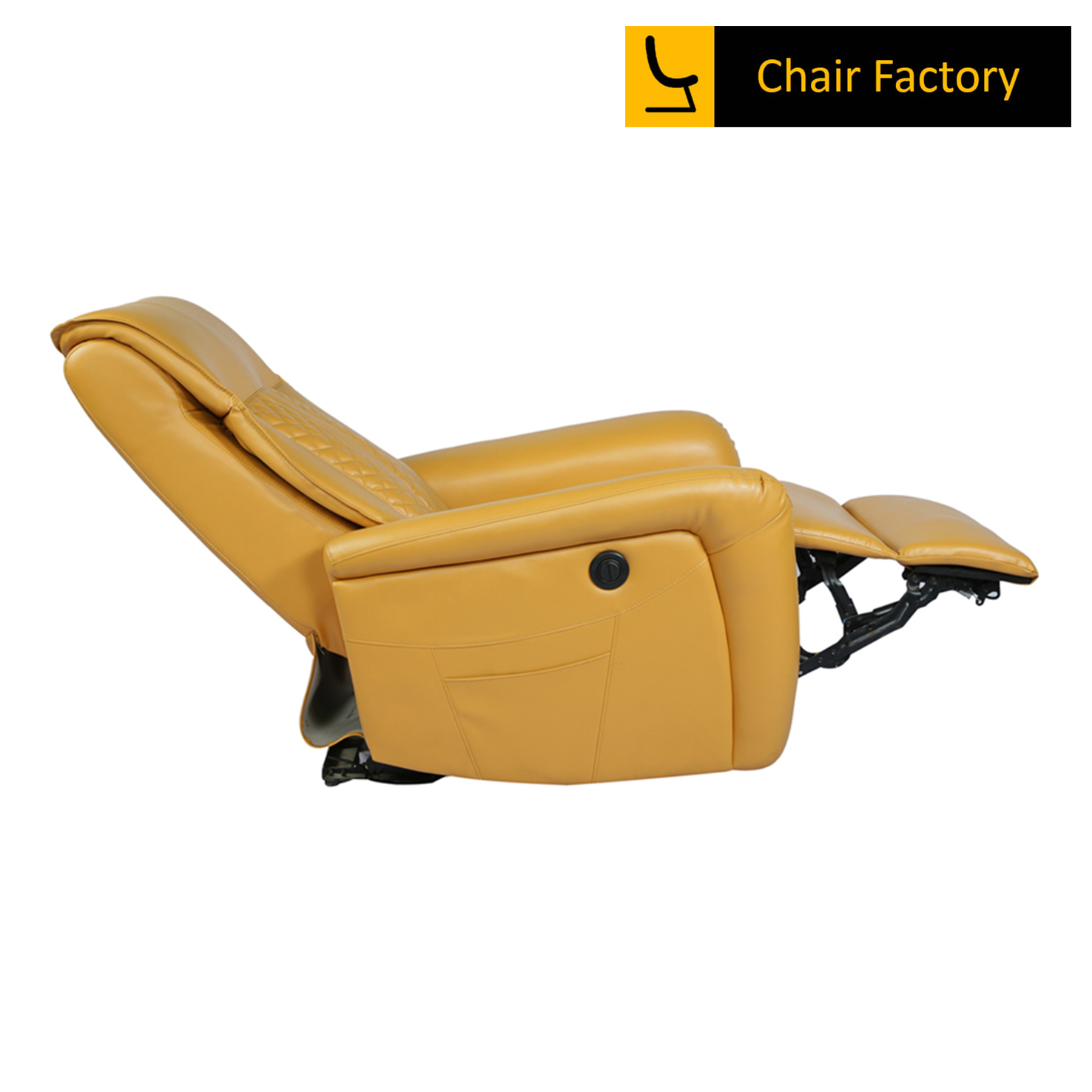Lazio Mustard Yellow Leather Recliner Chair with Soft Padding & Lumbar